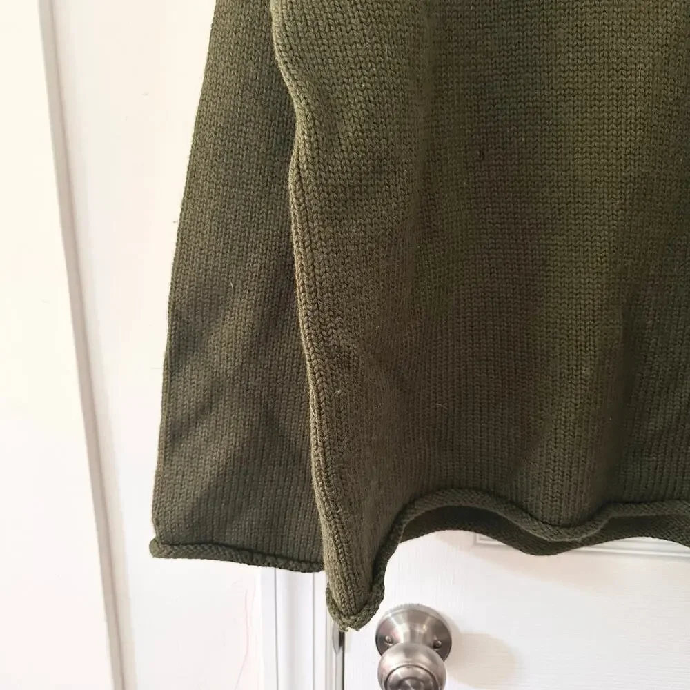 J Crew Vintage Red Oarsman Green Wool Roll Mock Neck Sweater Large Men Hong Kong